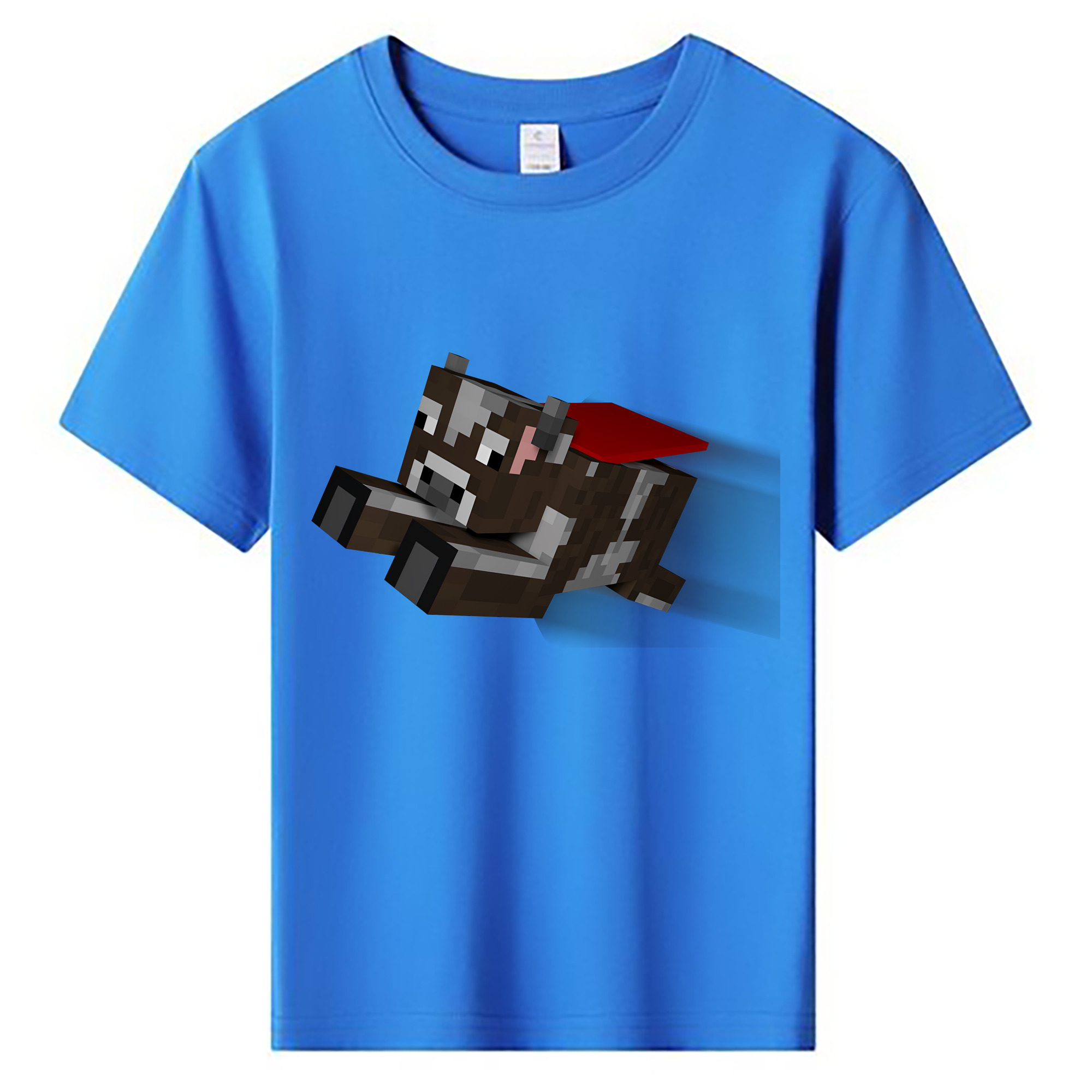 （画像用） マインクラフト ブロックの世界 Minecraft MC Block world 綿100％キッズTシャツ（フロントプリント）